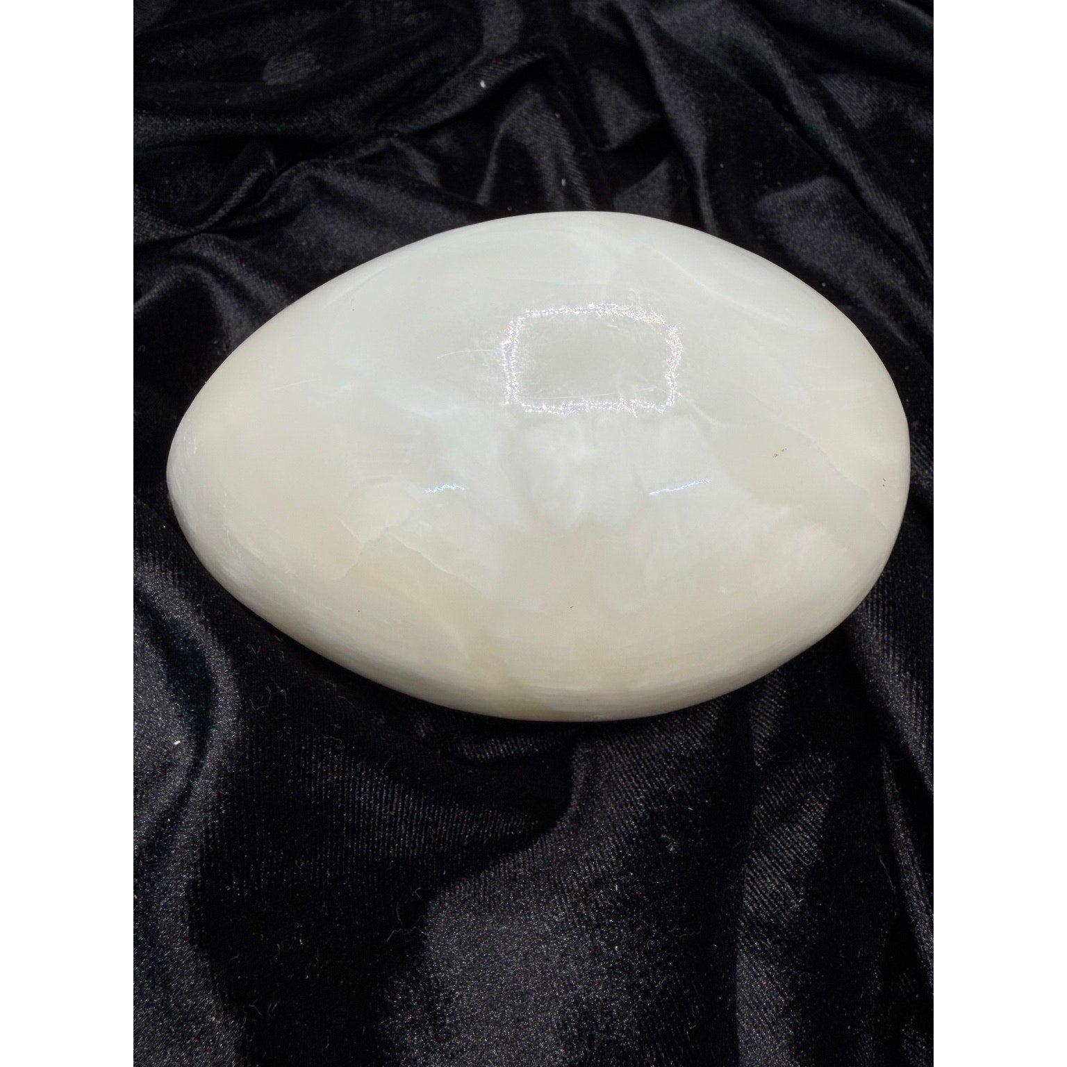 Vintage Large White Banded Onyx Egg Polished Stone Sculpture Natural Calcite 5.5