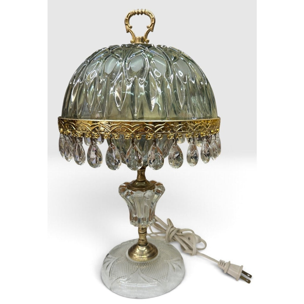 Pair Vintage Michelotti Aqua Glass Boudoir Lamps Made in Holland 16" – additional view 11