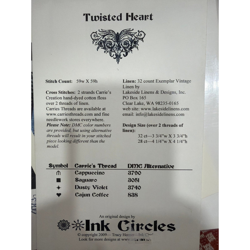 Ink Circles Twisted Heart Cross Stitch Pattern Never Opened