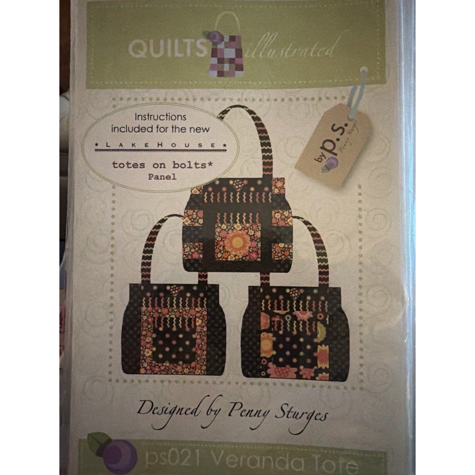 Quilts Illustrated Quilted Bag Pattern Penny Sturges ps021 Veranda Tote On Bolts