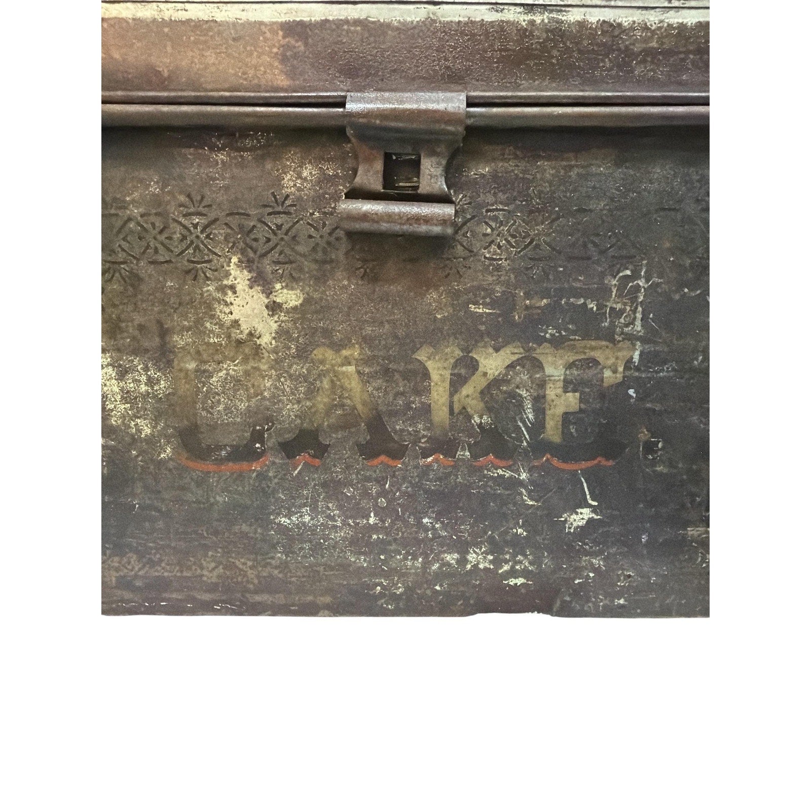 Antique CAKE Tin Box | Rustic Farmhouse Kitchen Storage, Metal Pantry Accent