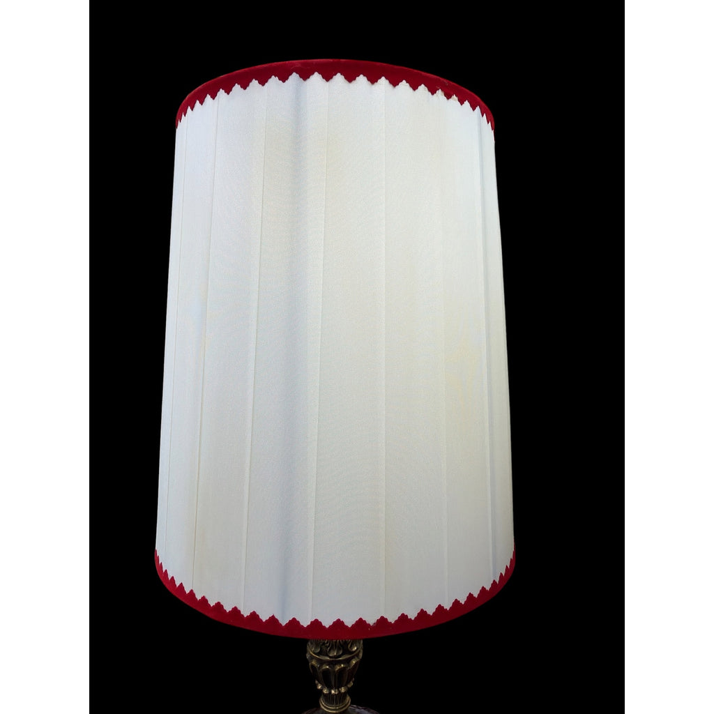 Pair Vintage Ruby Red Glass 3-Way Table Lamps Lighted Bases Roses 28" – additional view 8