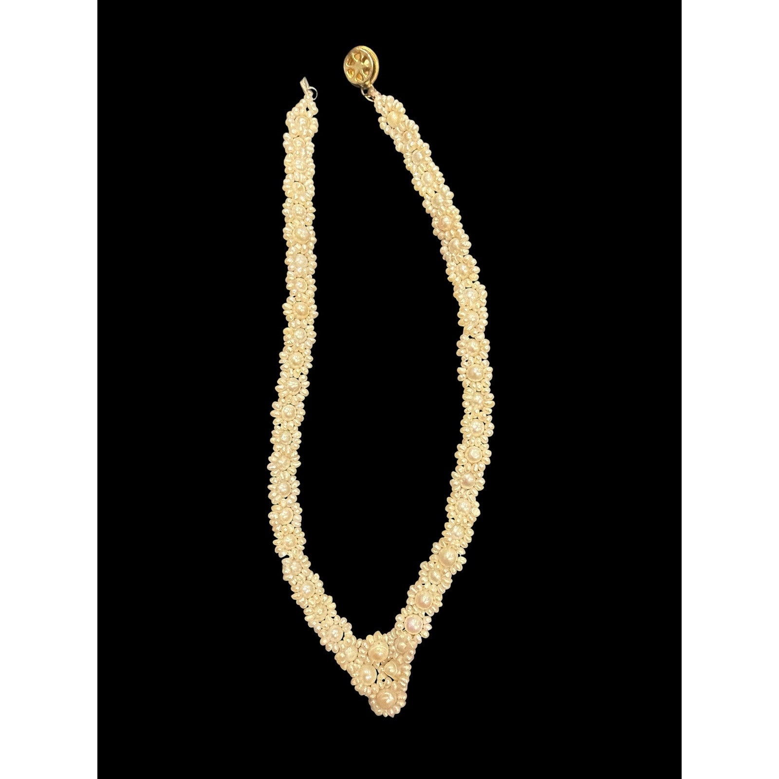 Vintage Beaded Evening Purse & Faux Pearl Necklace Set, Ivory Bridal Handbag