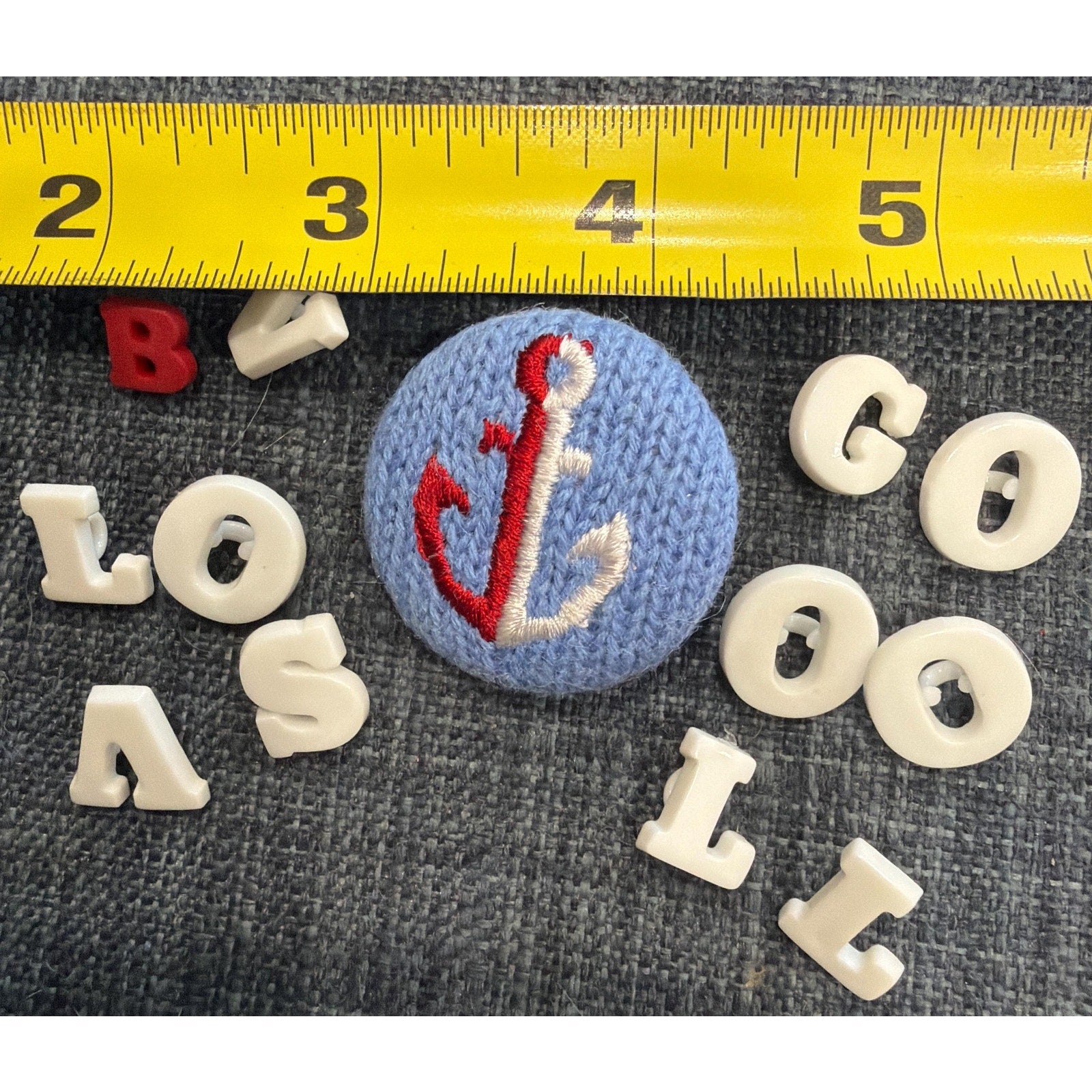 Nautical Anchor Button Set Alphabet Buttons Vintage Sewing Craft Supplies NOS