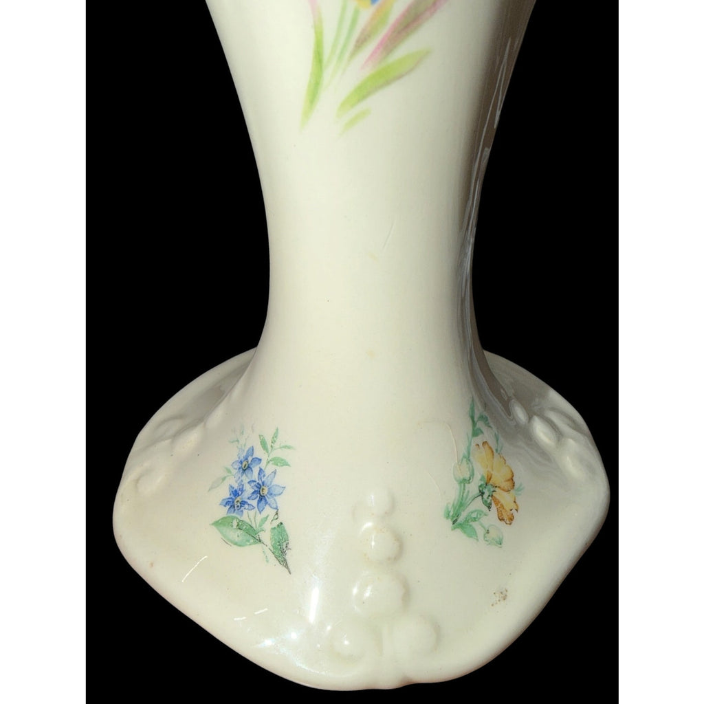 Vintage Floral Ceramic Boudoir Lamps Pair Rewired with New Silk Shades
