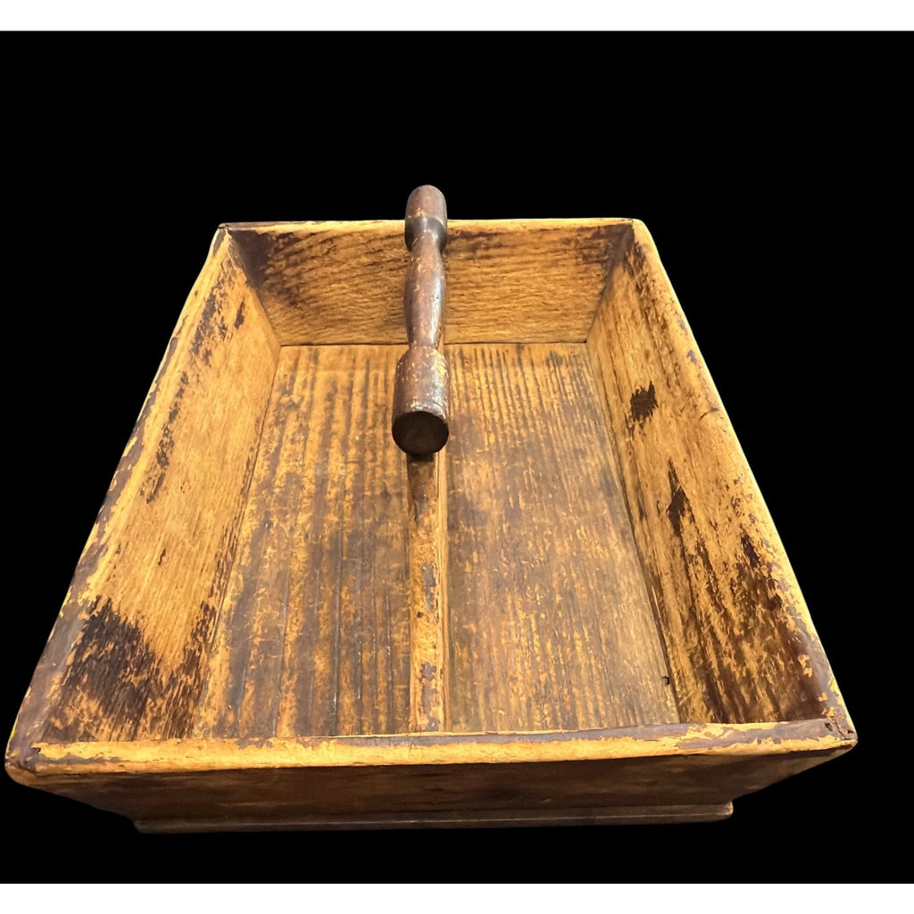Antique Primitive Wooden Make Do Tote Handmade Farmhouse Gathering Box
