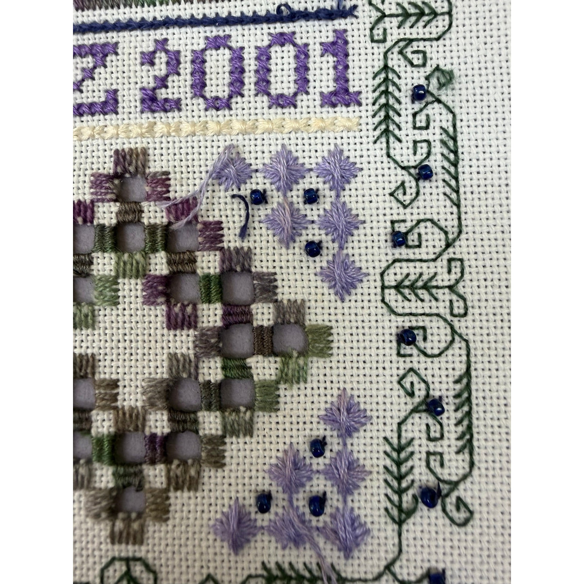 Indigo Rose Jasmine & Sapphires Framed Specialty Stitch Sampler Beaded – additional view 6