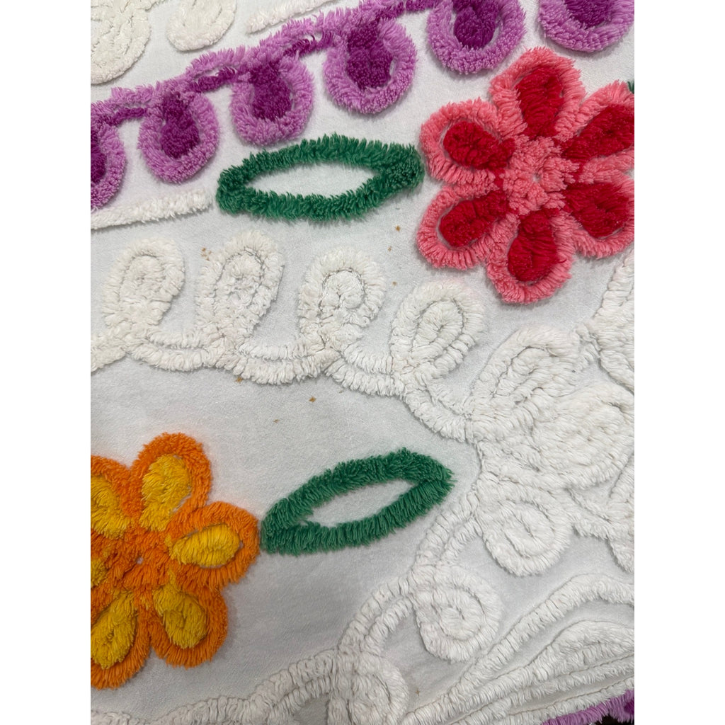 Vintage Peacock Chenille Bedspread Full Double 88 x 100 ** READ **