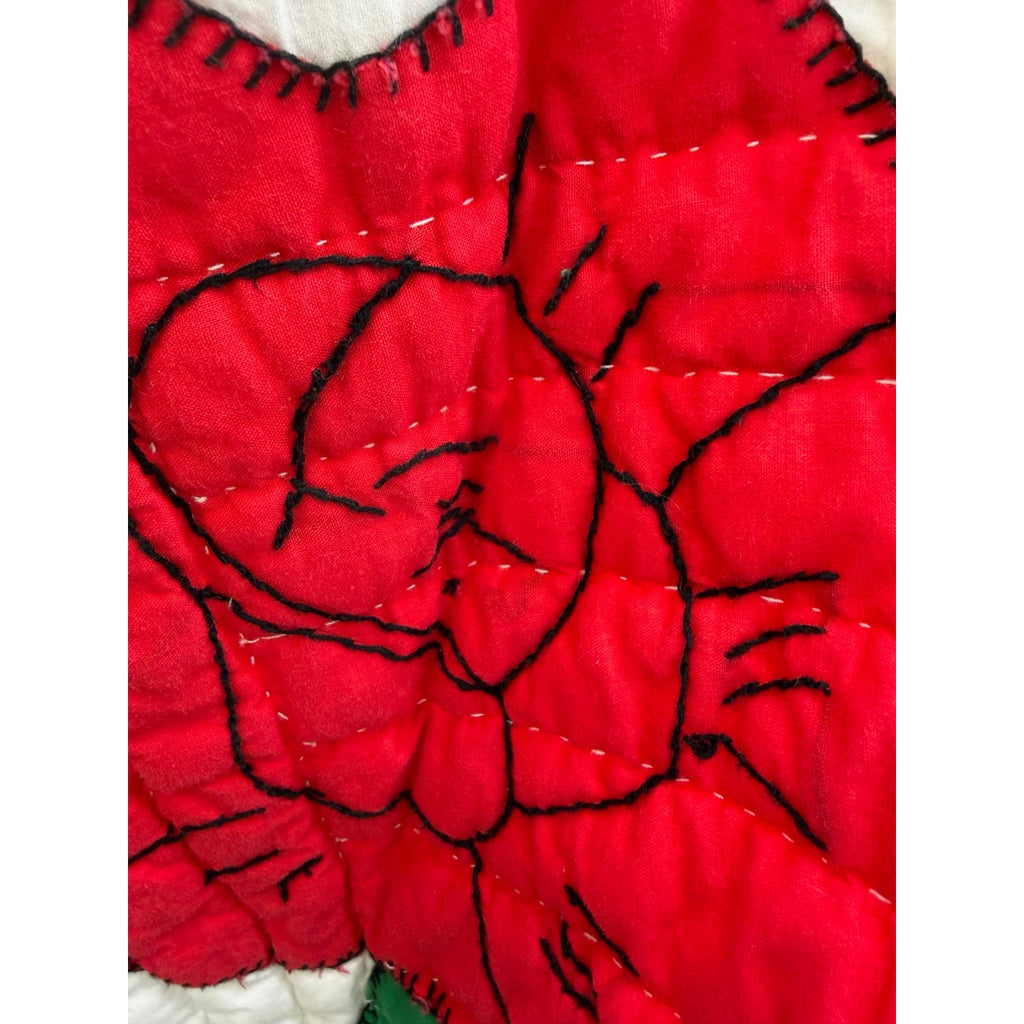 Vintage Handmade Rose Applique Quilt Hand Quilted 70x78 Floral Cottage