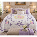 Vintage Chenille Bedspread King 108 x 122 Floral Lavender Pink Yellow – main view