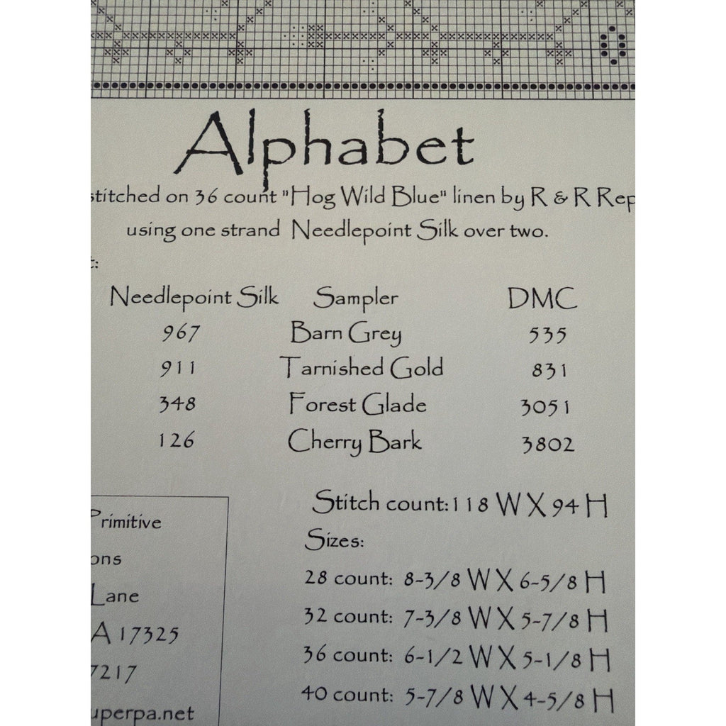 La-D-Da Alphabet Cross Stitch Pattern Lori Markovic Primitive NOS