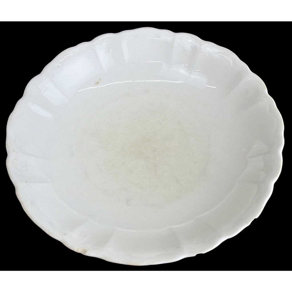 Antique O.P. Co. Syracuse China Ironstone Serving Bowl Chippy White Farmhouse