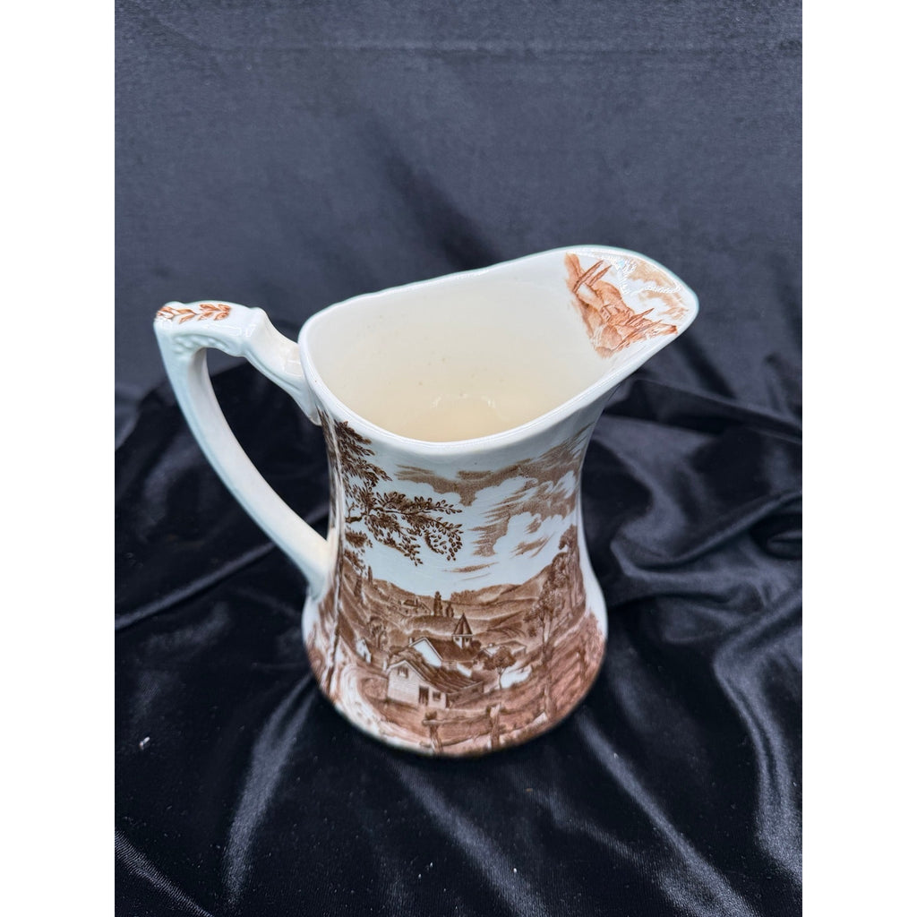 Vintage Alfred Meakin Reverie Ironstone Pitcher Brown Transferware 7 Inch