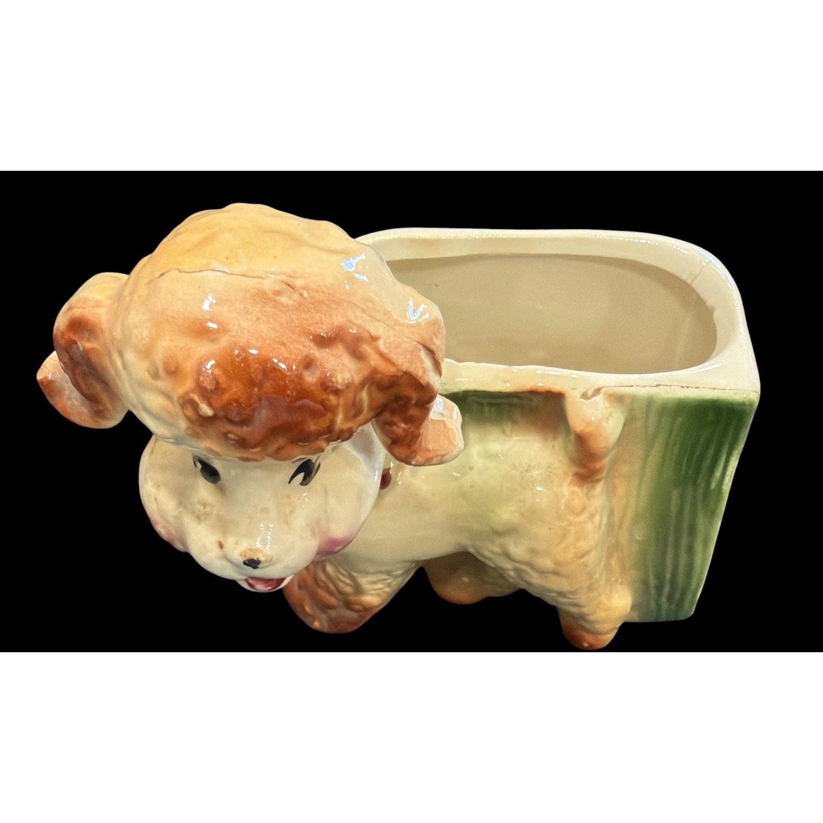 Vintage 1950s Poodle Planter: Kitsch Ceramic Dog Vase, Mid-Century Japan Decor