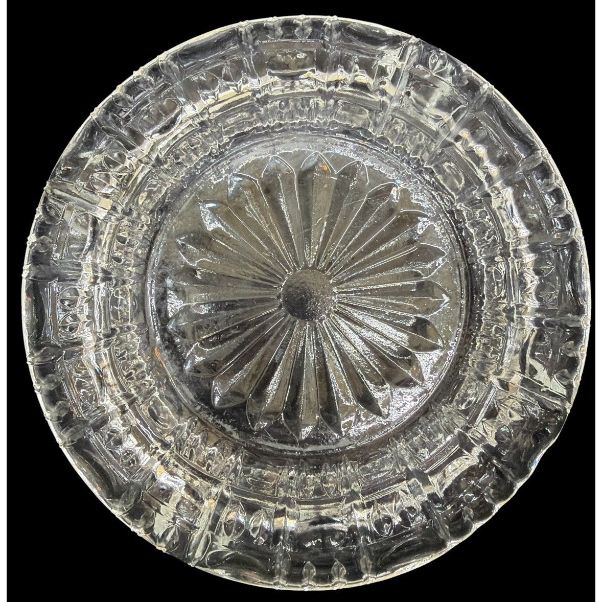 Vintage Clear Pressed Glass Ashtray Daisy Starburst Catchall Dish 6" – additional view 2