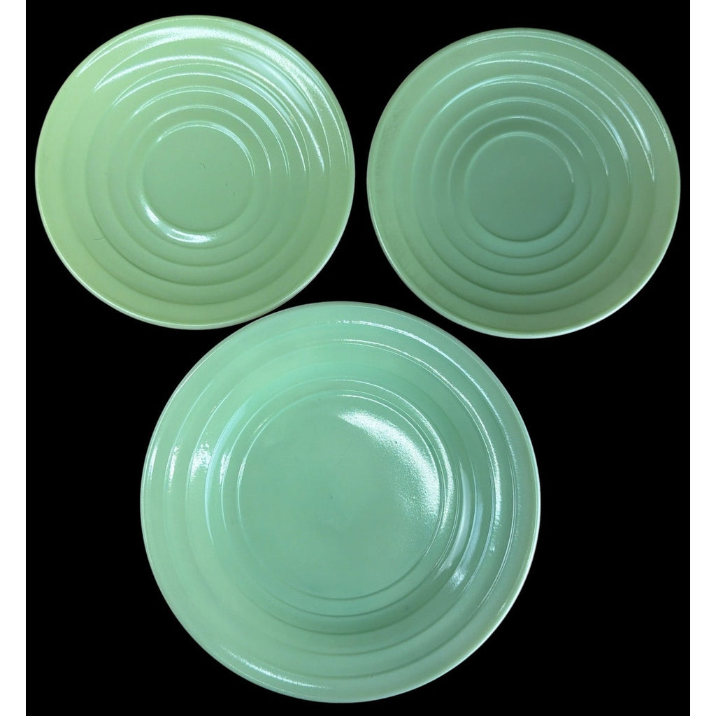 Hazel Atlas Moderntone Pastel Green Platonite Bread Plate & Saucers Lot