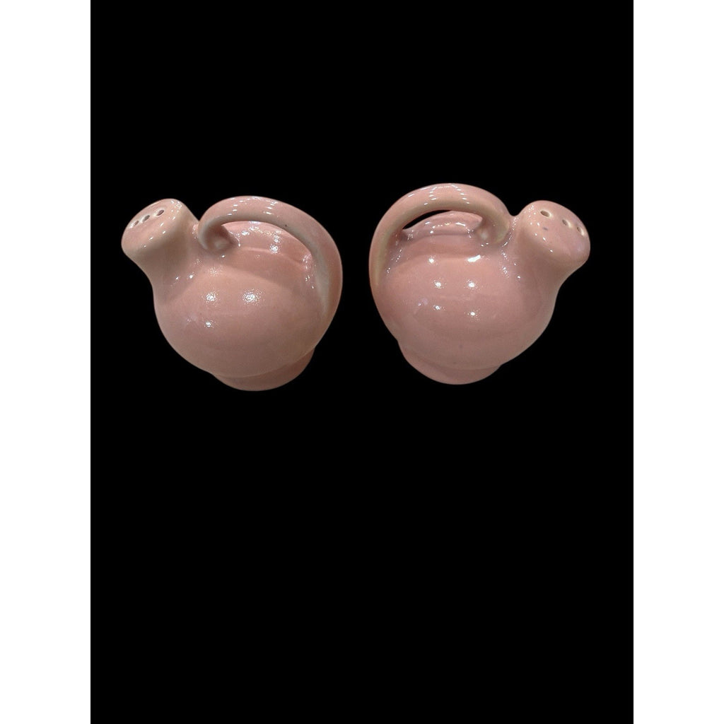 Vintage Pink Mid Century Jug Salt Pepper Shakers Ceramic 3” Set