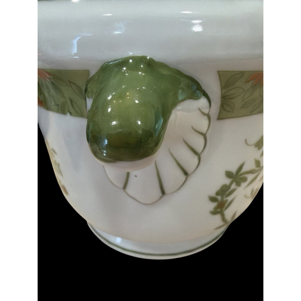 Vintage Schmid Design Folio Porcelain Jardiniere Floral Handled Planter Japan