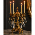 Vintage Gold Tone Crystal Prism 4 Light Candelabra Taper Candle Holder