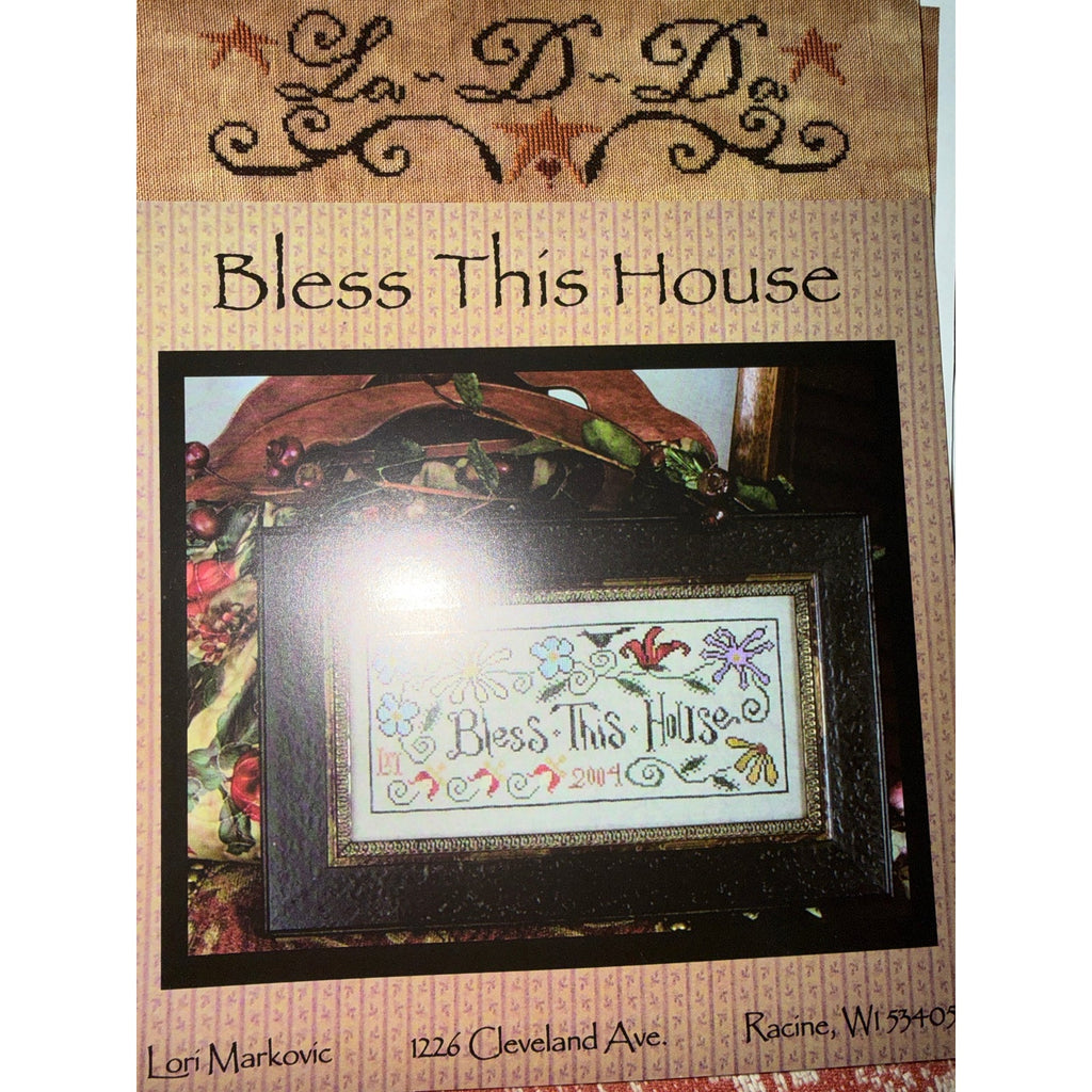 La-D-Da Bless This House Cross Stitch Floral Sampler NOS