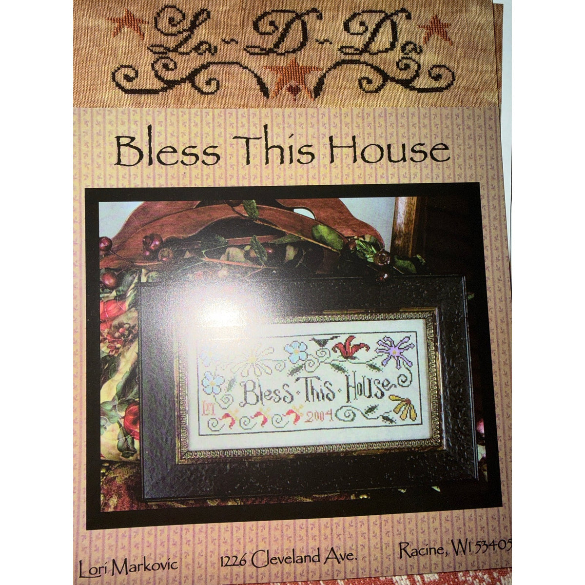 La-D-Da Bless This House Cross Stitch Floral Sampler NOS