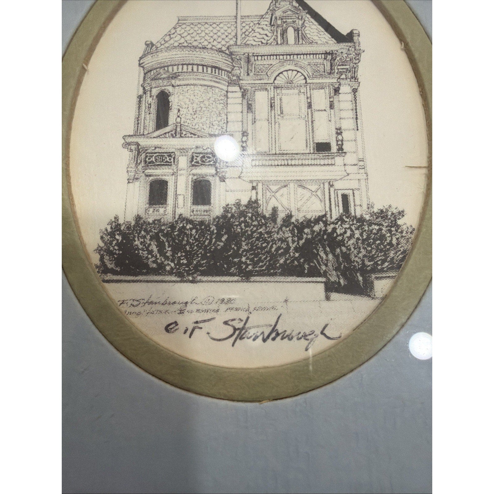 Vintage C.F. Stanbrough Victorian House Print Signed Framed Architectural Art