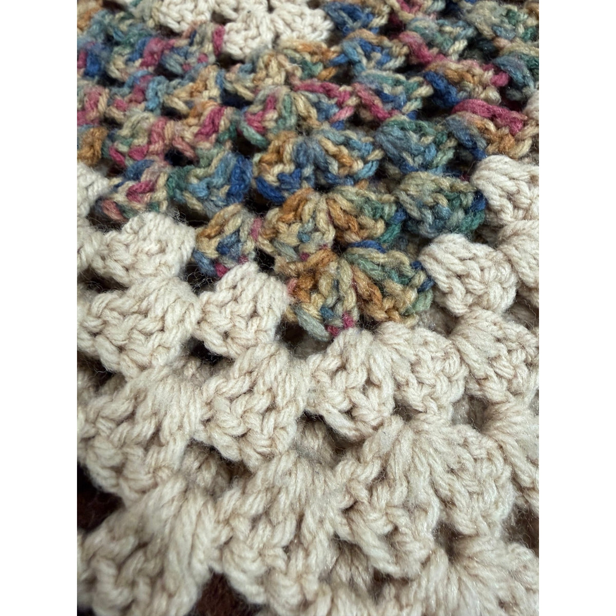Handmade Crochet Afghan Blanket Sage Cobalt Earth Tones 62 x 62 – additional view 6
