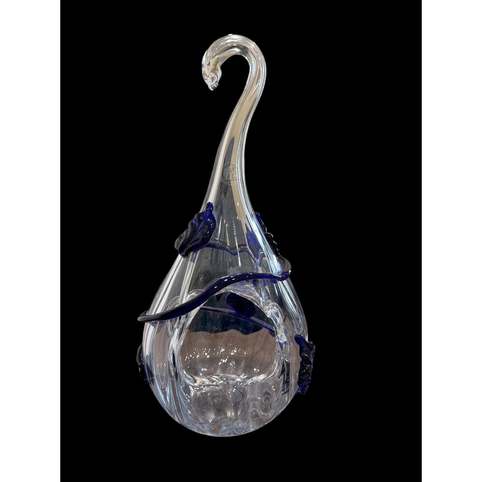 Hand Blown Glass Hanging Terrarium Blue Art Glass Planter Lantern 18”
