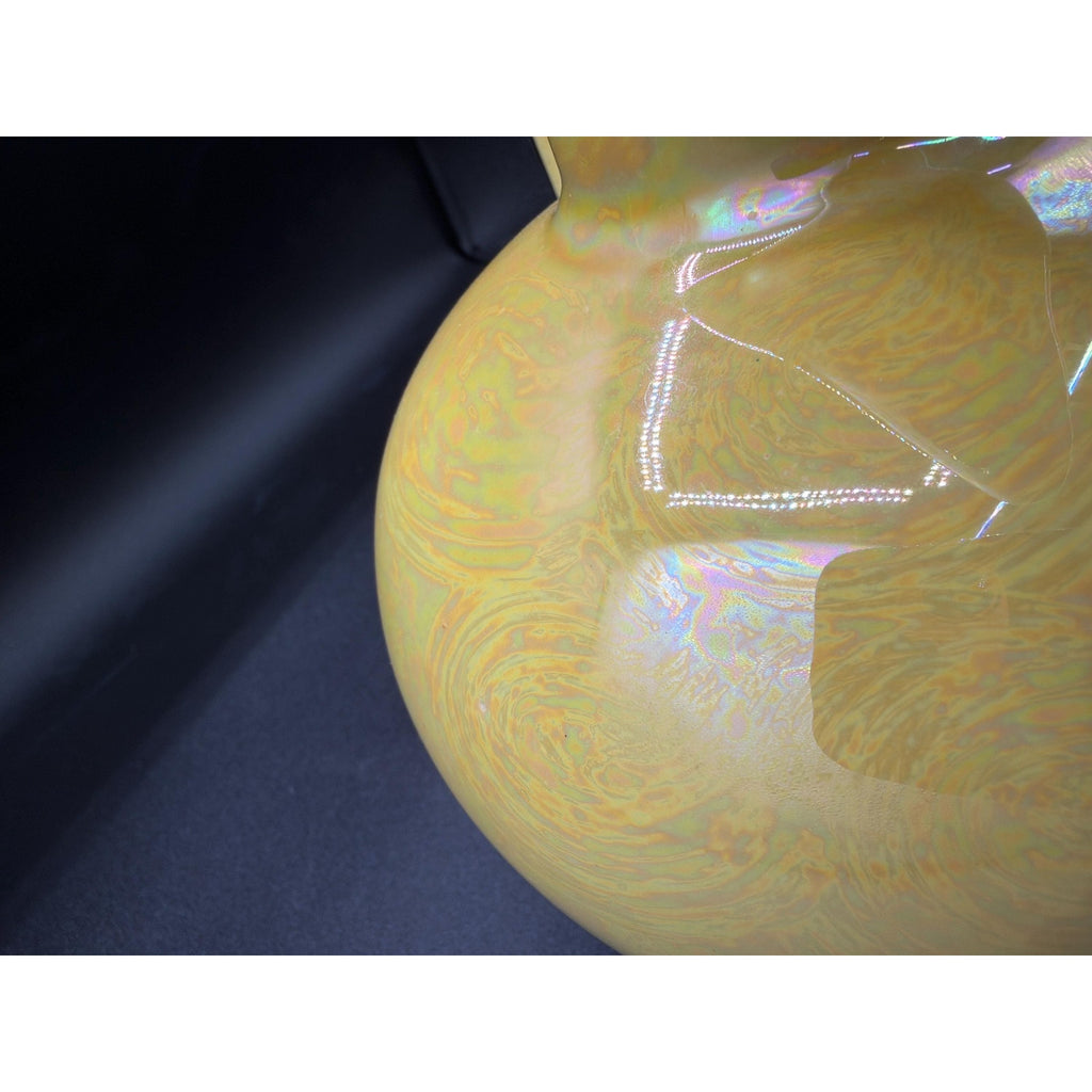 Vintage Art Pottery Ewer – Iridescent Bird Form Vase with 22K Gold Handle (USA)