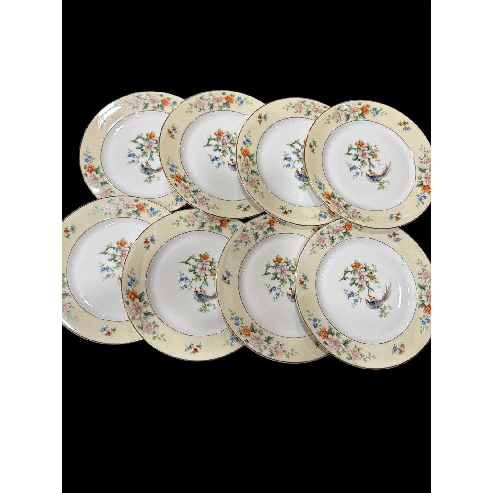 Heinrich & Co Selb Bavaria Songbird Salad Plate Floral Gold 8” Sold Individually