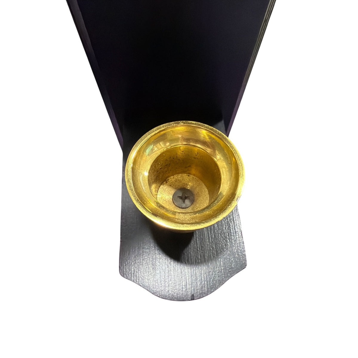 Vintage Black Wood Wall Sconces Solid Brass Candle Holders Pair W Candles – additional view 7