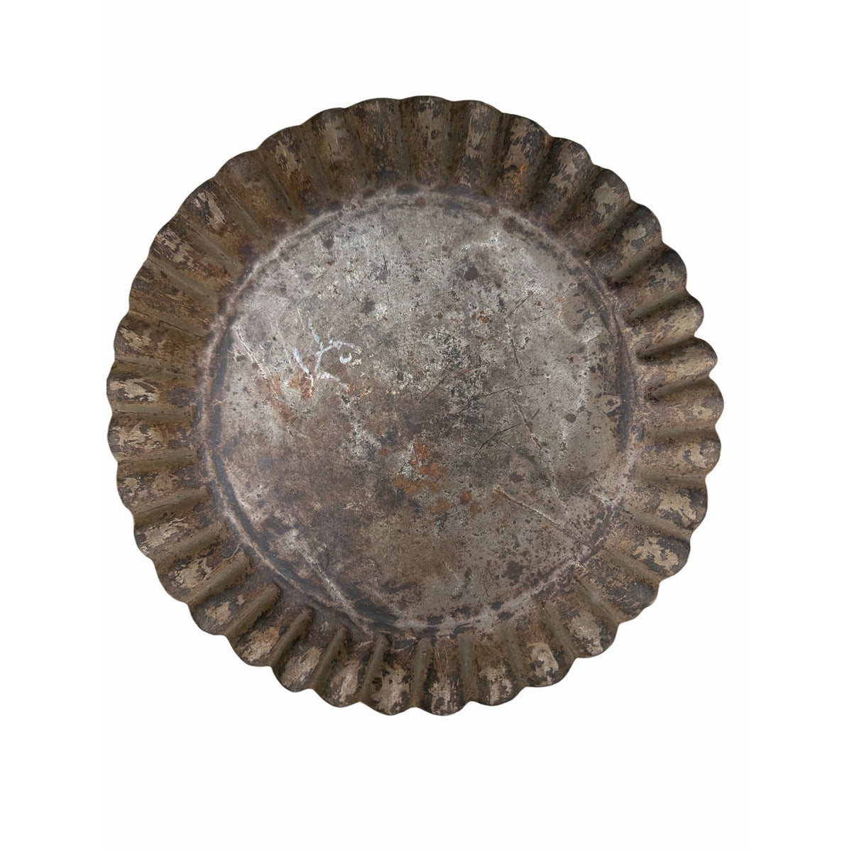 Vintage Fluted Tin Pie Pans Set of 6 Primitive Tart Molds 8.5 Inch