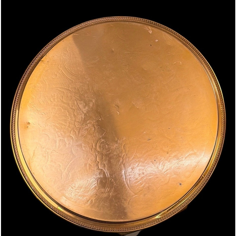 Vintage 18” Copper Plated Engraved Serving Tray Pierced Gallery – additional view 3