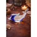 Vintage Clear & Cobalt Glass Dolphin Paperweight Art Glass 5” Japan Style