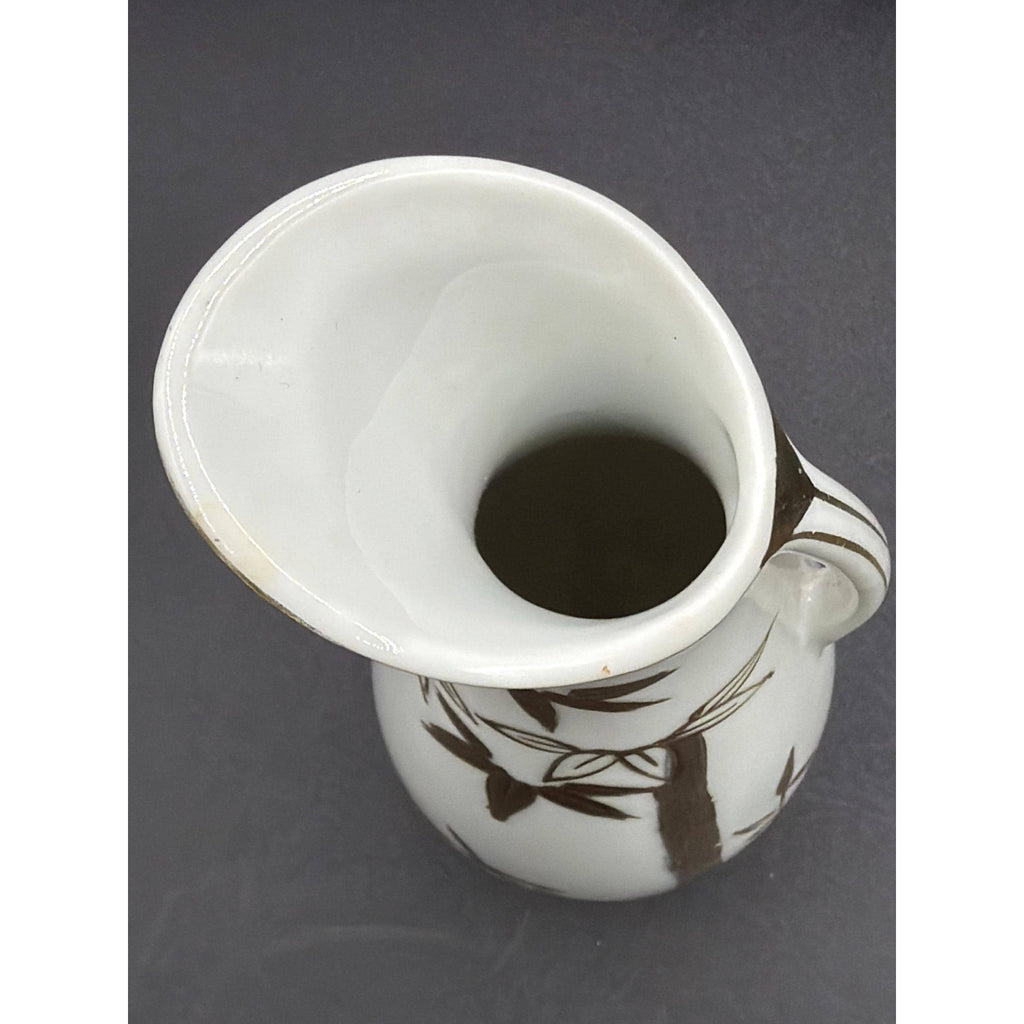 Mid Century Japanese Porcelain Vase: Gold Bamboo Ewer Style Bud Vase