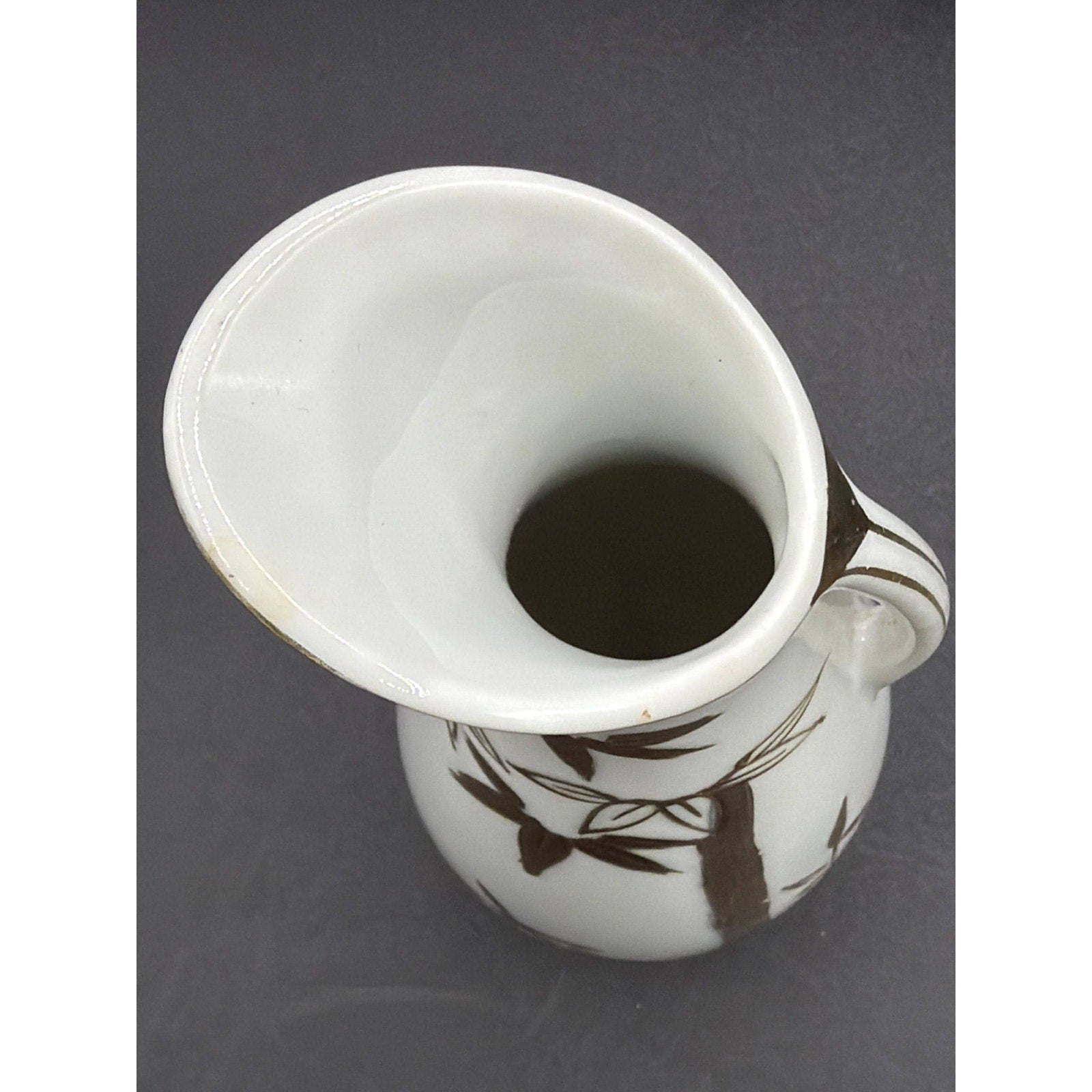 Mid Century Japanese Porcelain Vase: Gold Bamboo Ewer Style Bud Vase