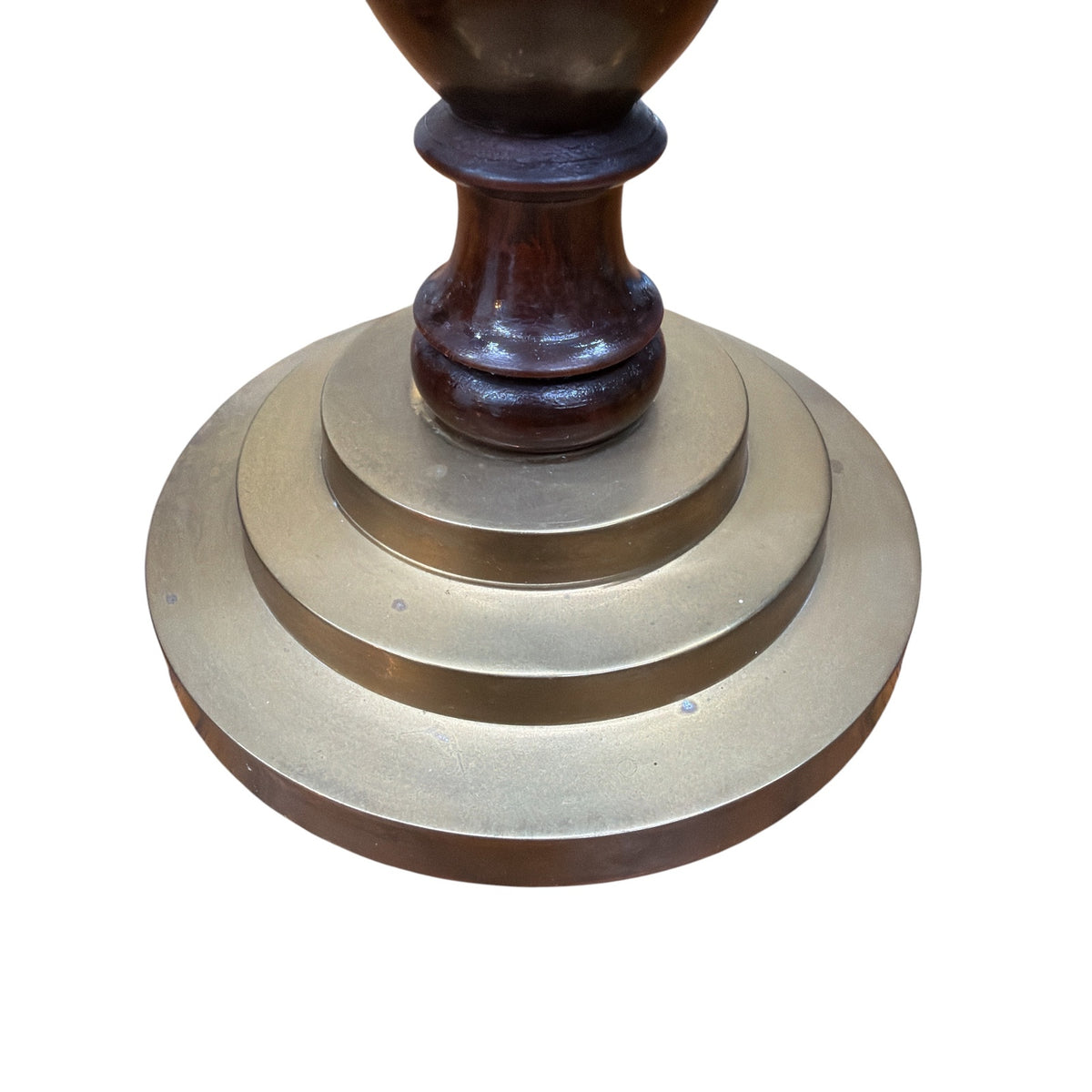 Mid Century Candlesticks Solid Brass Turned Wood 10 Inch Pair Vintage – additional view 9