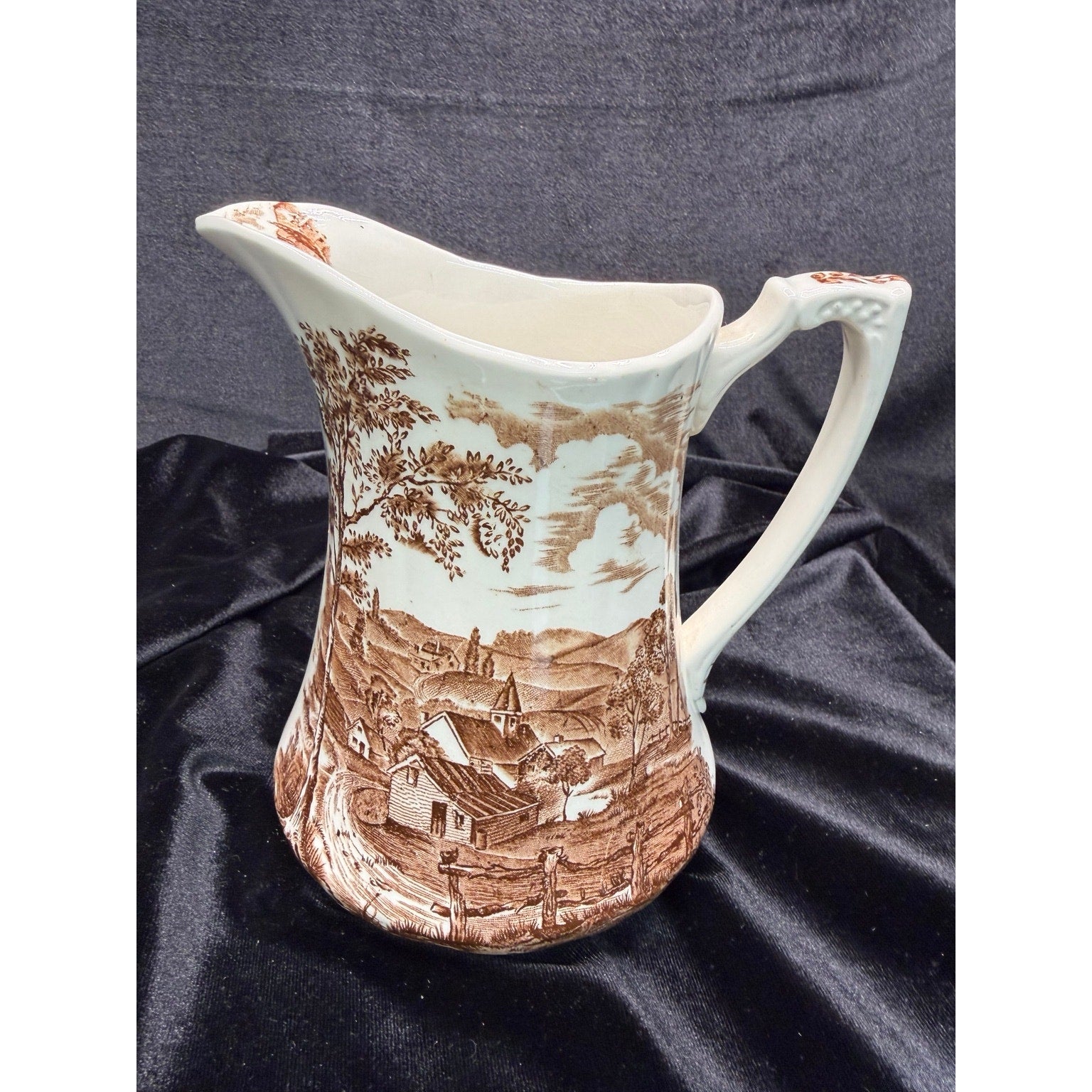 Vintage Alfred Meakin Reverie Ironstone Pitcher Brown Transferware 7 Inch