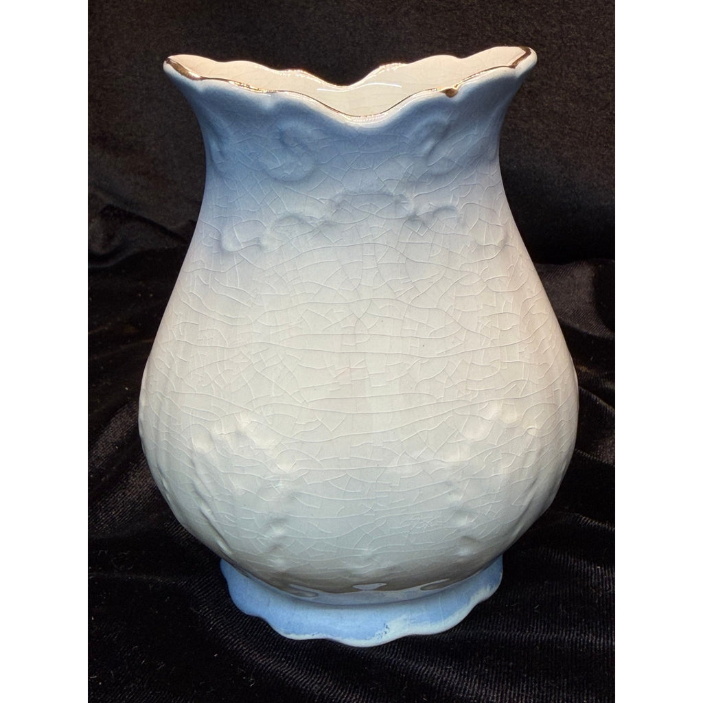 Vintage Japanese Crackle Glaze Vase Gold Trim Ivory Ceramic Bud Vase 5 Inch