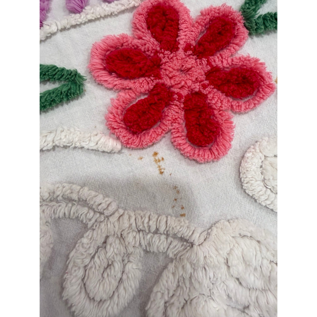 Vintage Peacock Chenille Bedspread Full Double 88 x 100 ** READ **