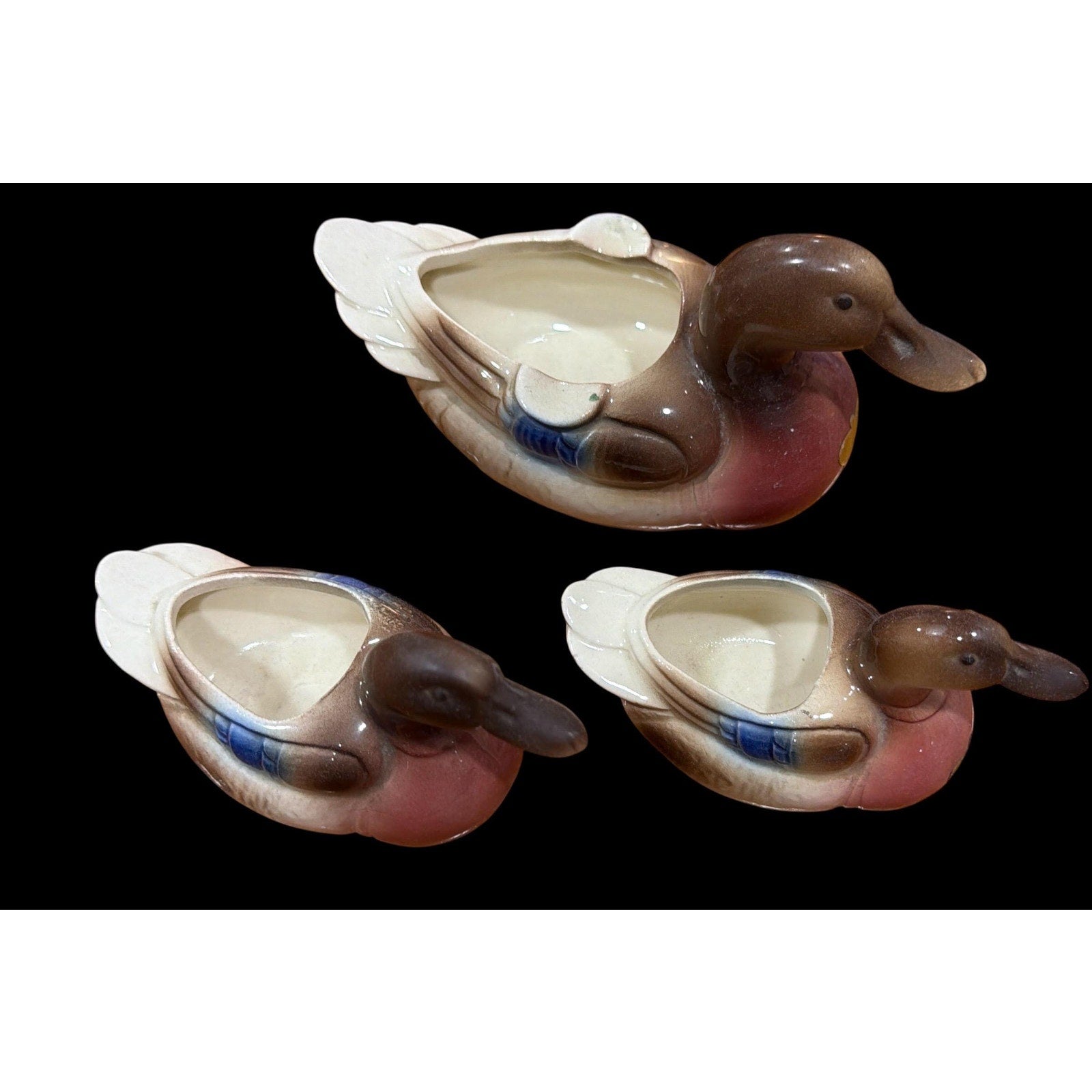 Set of 3 Royal Windsor Ceramic Duck Planters – Cottage Decor Accent Pieces