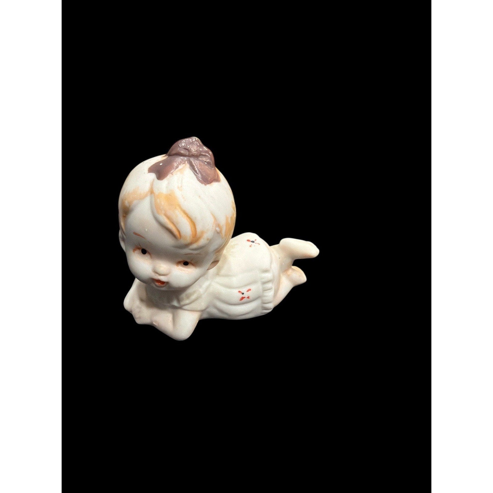 Vintage Bisque Crawling Baby Figurine Mid Century Nursery Decor