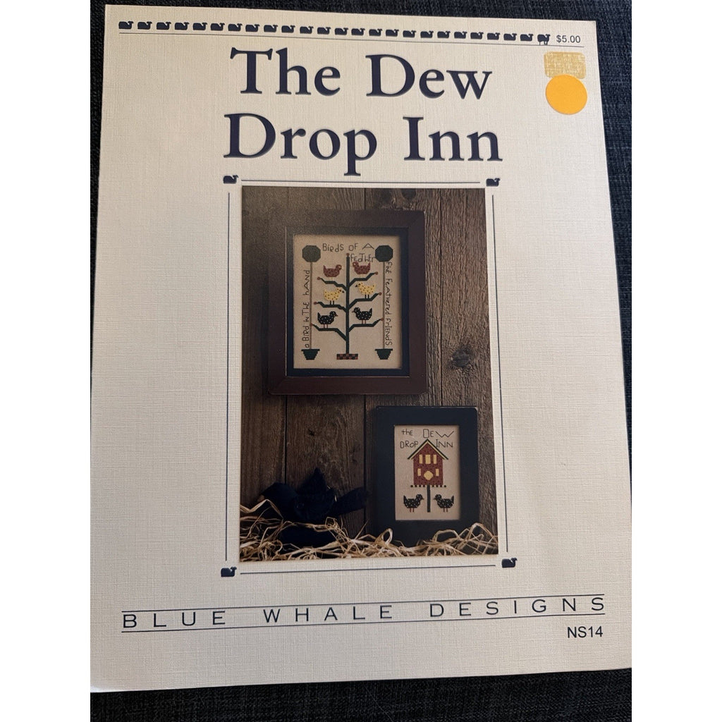 Blue Whale Dew Drop Inn Cross Stitch Pattern NS14 Primitive Farmhouse