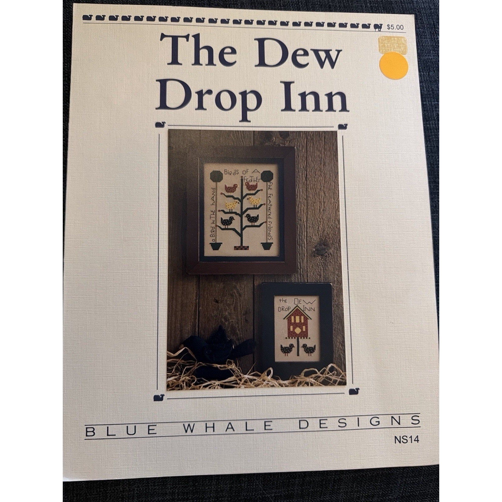 Blue Whale Dew Drop Inn Cross Stitch Pattern NS14 Primitive Farmhouse