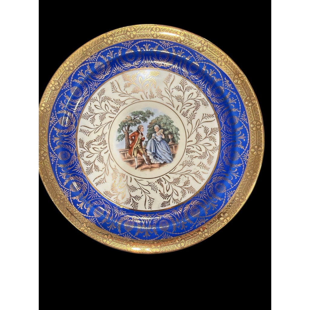 Vintage TST Bromley Salad Plates Set of 7 Cobalt Blue 22K Gold Taylor Smith