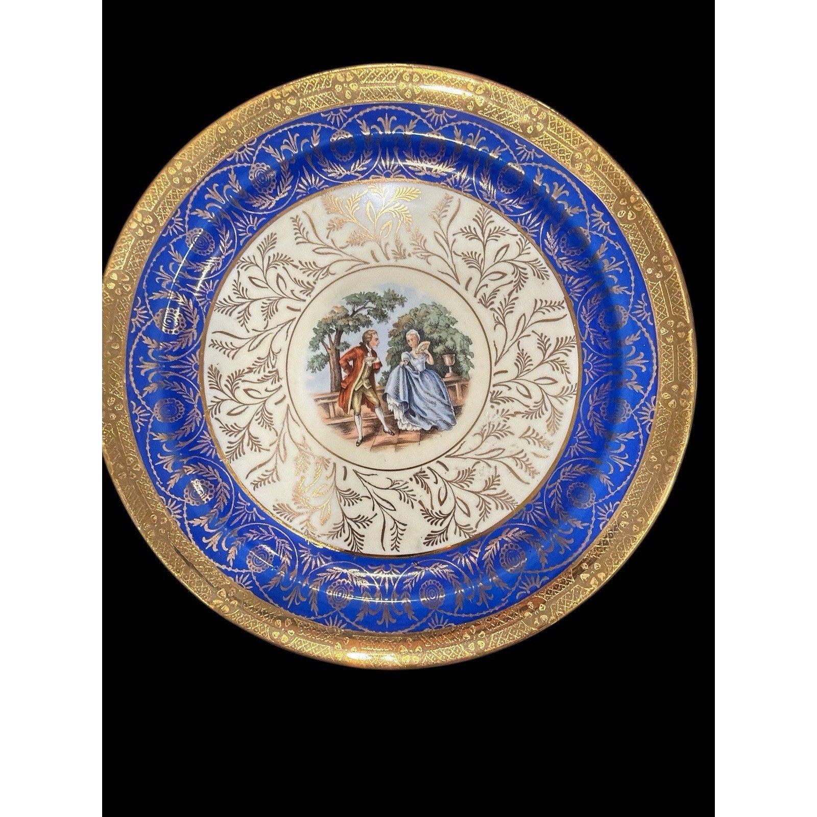 Vintage TST Bromley Salad Plates Set of 7 Cobalt Blue 22K Gold Taylor Smith