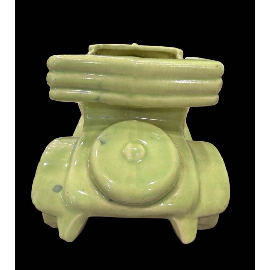 Lime Green Ceramic Convertible Car Planter – Mid Century Retro Automobile Pottery