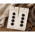 Vintage Black Leather-Look Buttons, Costumakers Japan, Size 24 Sewing Supplies