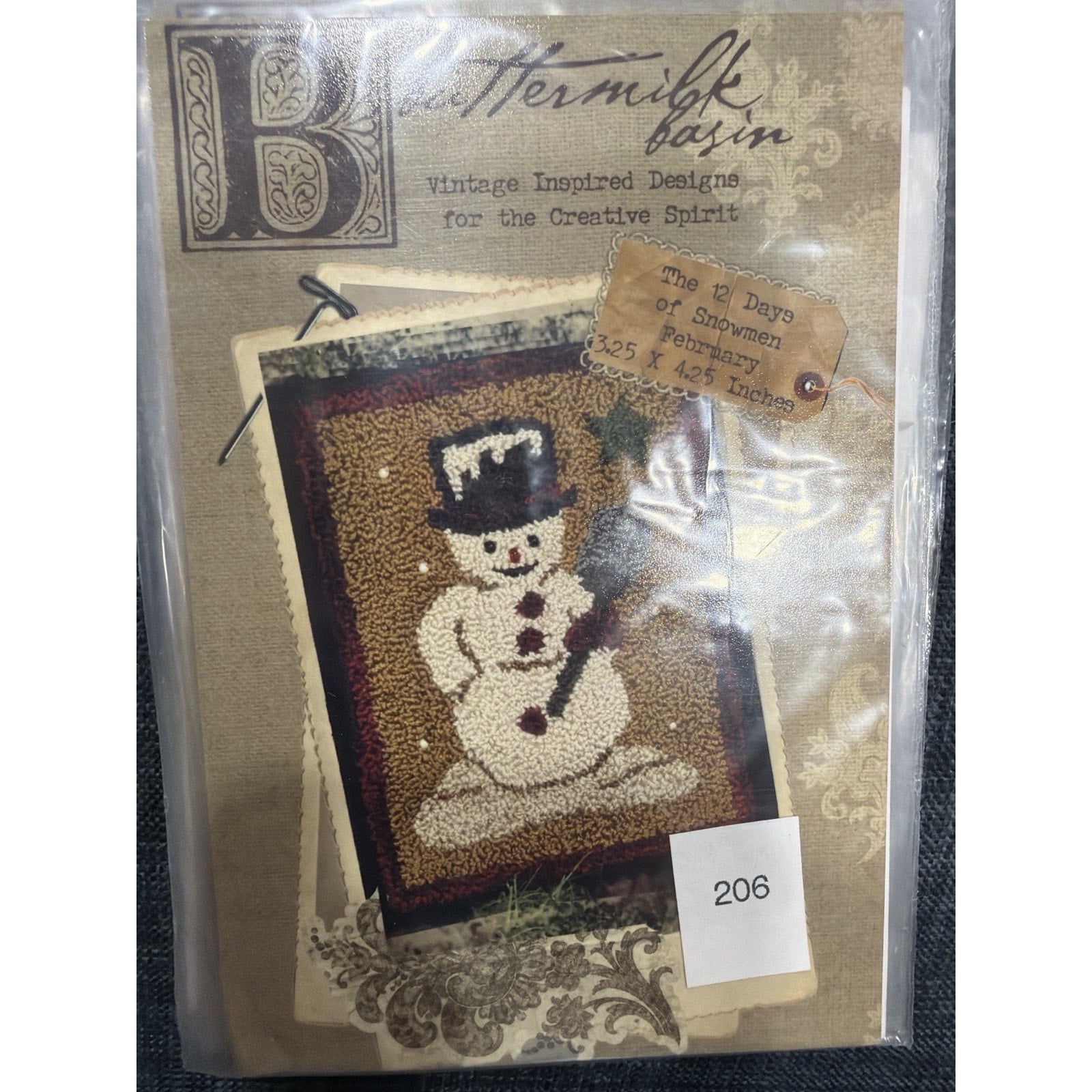 Buttermilk Basin The 12 Days of Snowmen Punch Needle Pattern #206 February