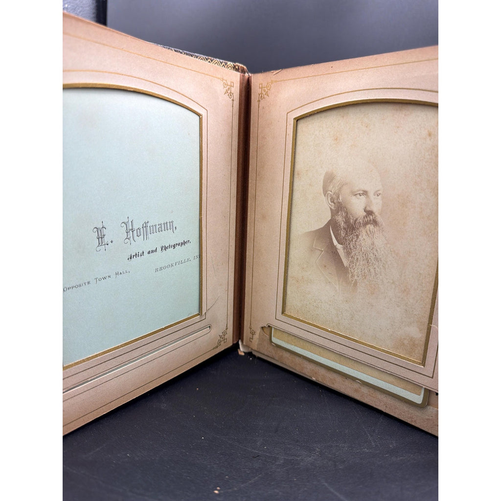 Antique Victorian Leather Photo Album 36 Cabinet Cards c1885 1895